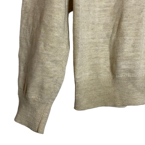 Lucky Brand Long Sleeve V Neck Cream Sweater Raglan Knit Ribbed Henley Small S - Picture 5 of 16